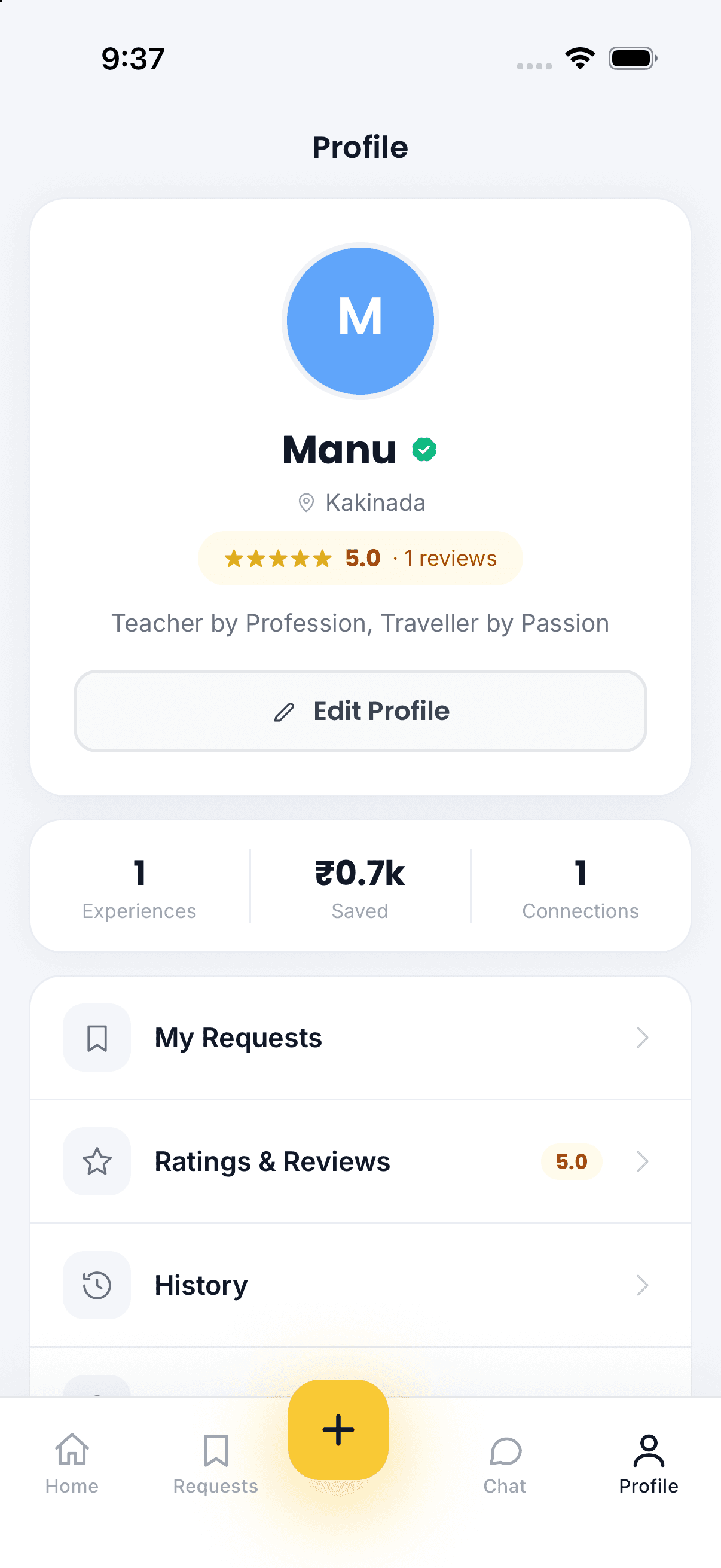 Profile screen